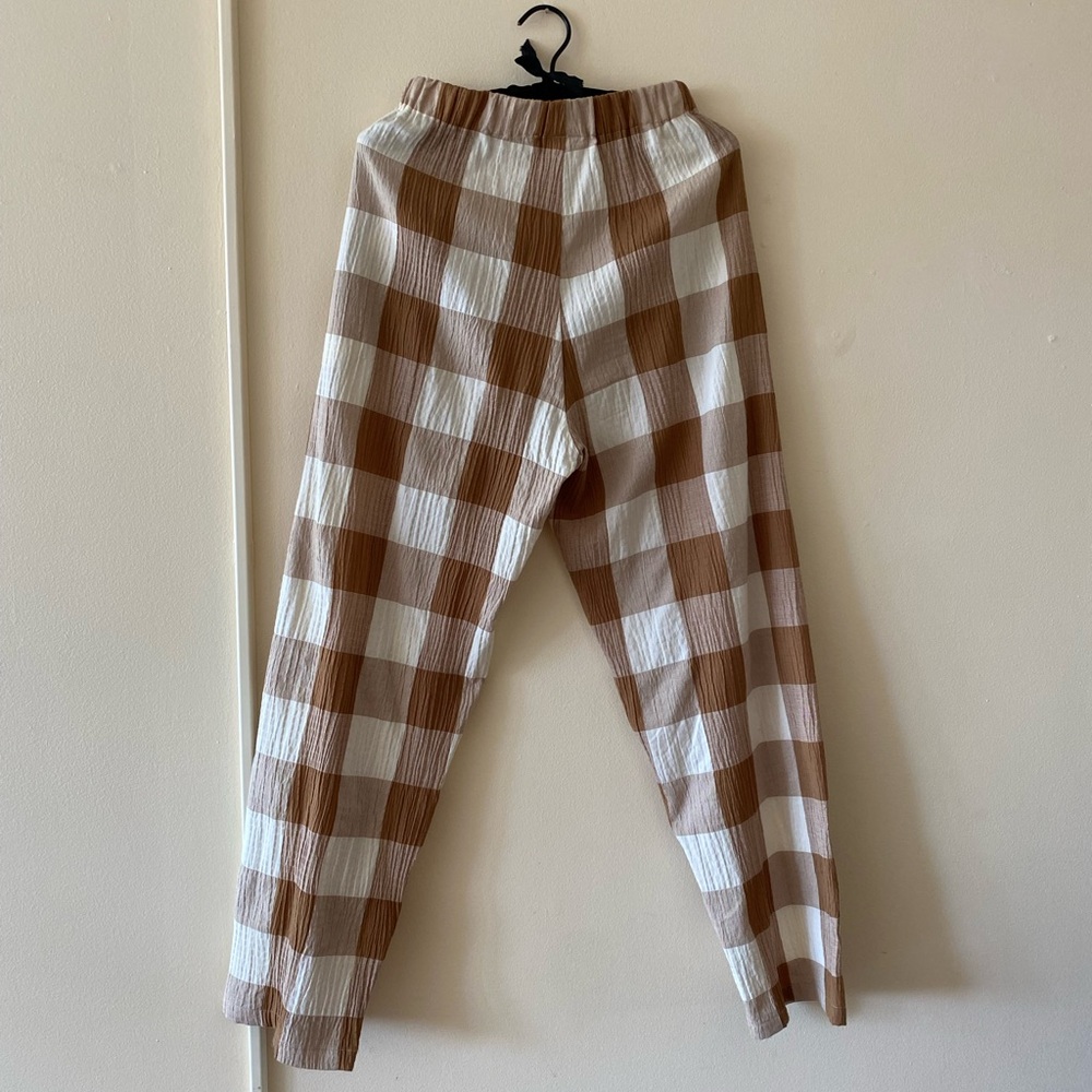Rita Row Brown and Cream Checkered Women's Trousers, s